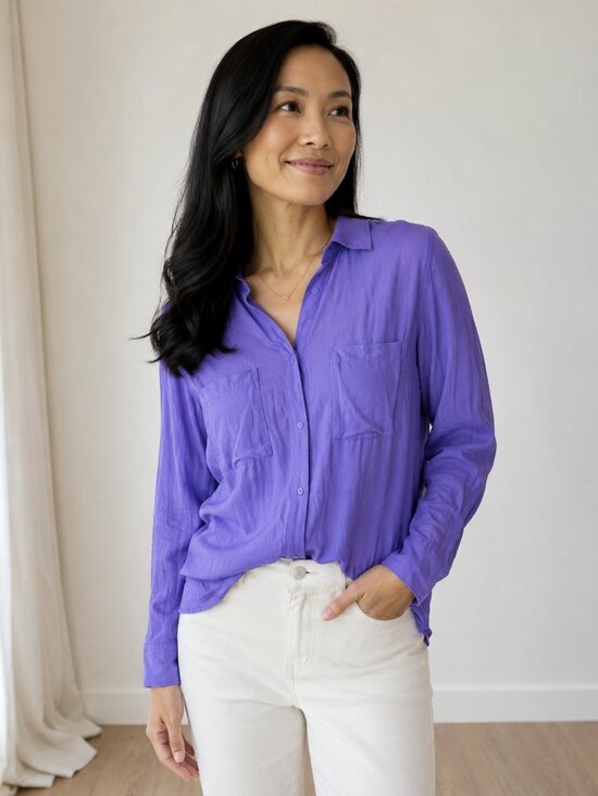 a.n.a Tops - Purple Button Up Shirt